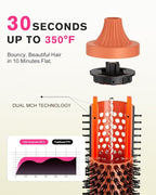 K&K Thermal Brush, 1 1/2 inch Heated Round Brush with Detachable Head, Velvet Pouch and Dual Voltage for Travel, Easy to Create Blowout Look, Cosmic Orange