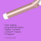 Conair Double Ceramic 1 ½-Inch Long Barrel Curling Iron, 1 ½-Inch Barrel Creates Soft Waves, Hair Waver for Use on Medium & Long Hair, White/Rose Gold