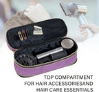Hair Dryer Travel Carrying Case, Curling Iron Storage Bag, Slim Expandable Handheld Dual-Layer Travel Storage Bag for Dryer/Hair Tool Organizer/Style Organizer