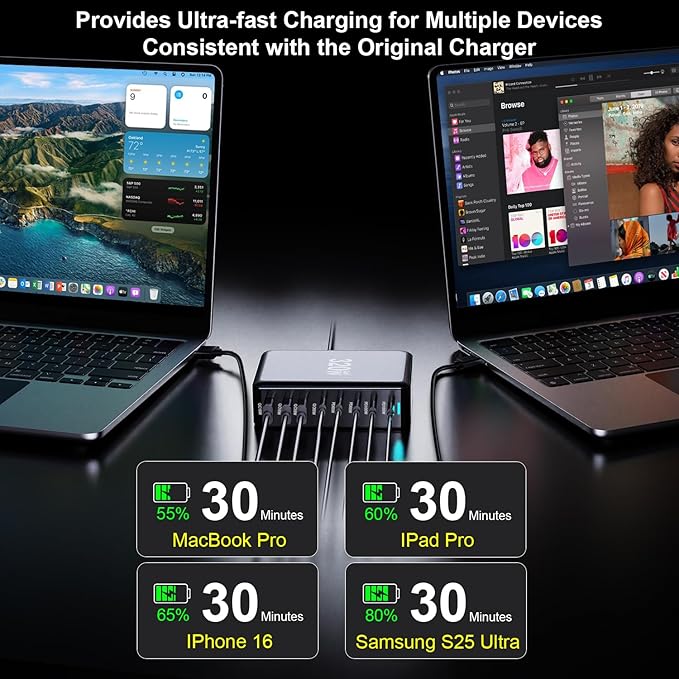 320W USB C Charger Block, 8-Port Fast USB Charging Station Hub PD 100W GaN Ⅲ - Image 4