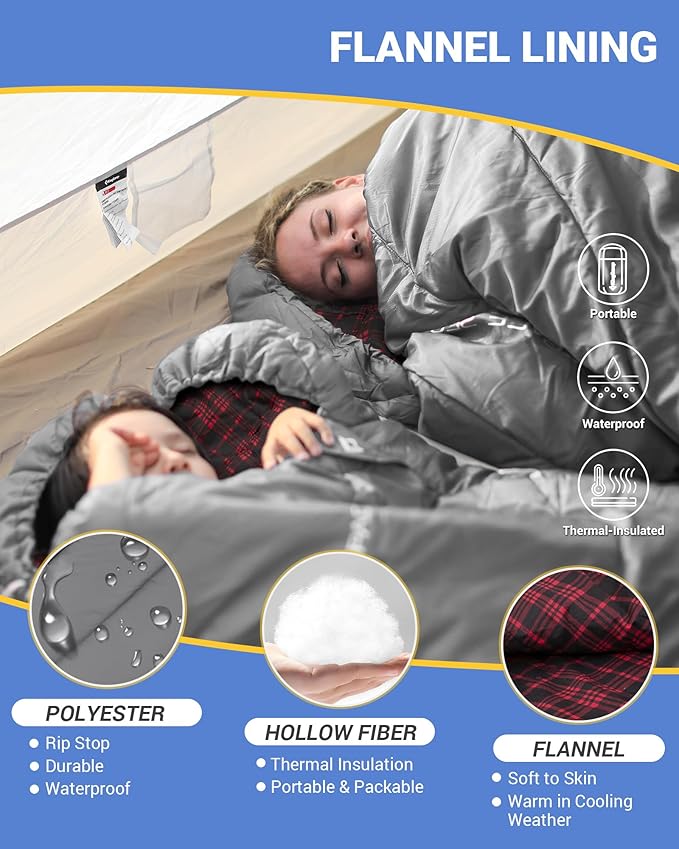 KingCamp Sleeping Bag for Adults, Cold Weather & Warm Extra Wide Big & Tall XL - Image 3