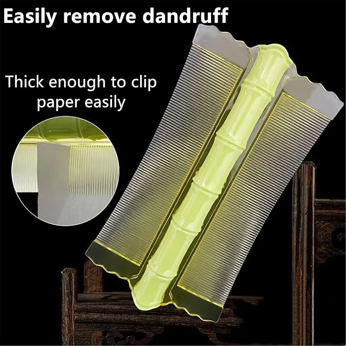 Fine Tooth Comb for Dandruff, 2 Pcs Double-Sided Dandruff Comb Anti-Static Scalp Brush with Handle for Hair Styling Tool Accessories