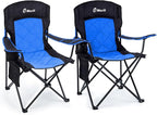 EMERIT 2 Pack Oversized Padded Camping Chair, 350LB Heavy Duty Quad Fold Chair by eMERIT