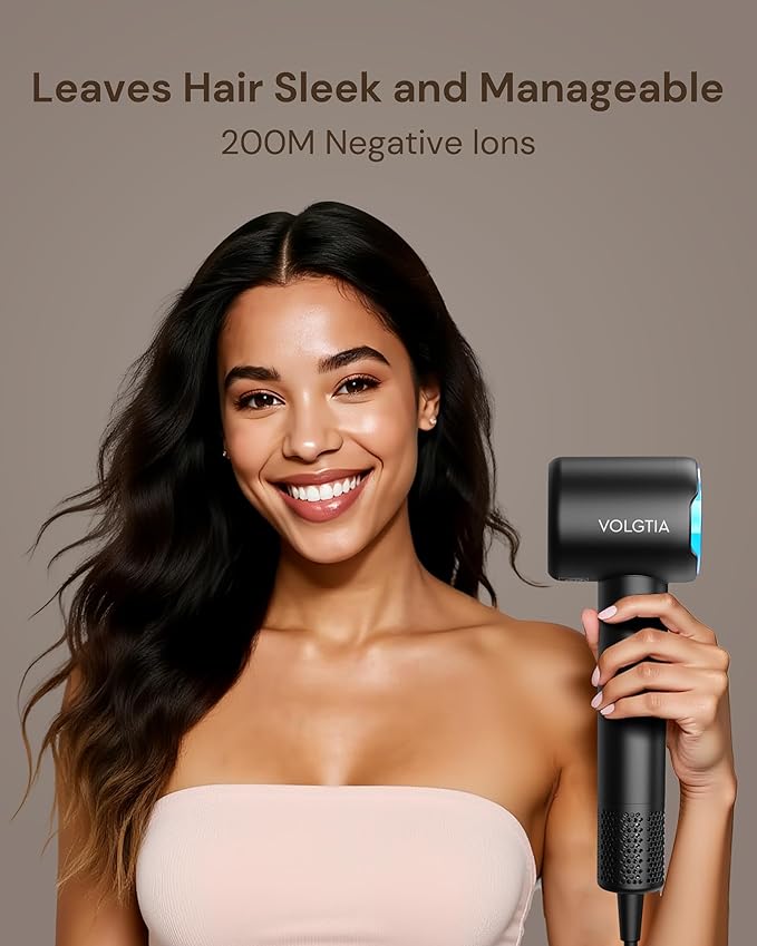Hair Dryer Blow Dryer with Diffuser for Curly Hair, 110000 RPM Professional High Speed Ionic Hairdryer for Frizz Control, Ultra-Fast Drying, 6.5 ft ALCI Cord, Low Noise, Magnetic Attachments