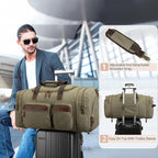 Mens Duffle Bag for Travel 60L Expandable Canvas Weekender Overnight Travel - Image 5