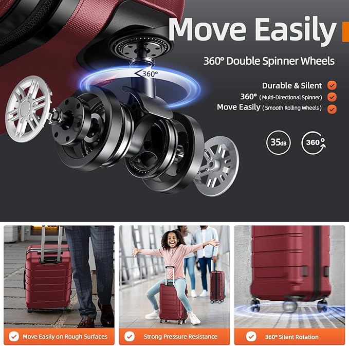 SHOWKOO Luggage Sets Expandable PC+ABS Durable Suitcase Double Wheels TSA Lock - Image 3