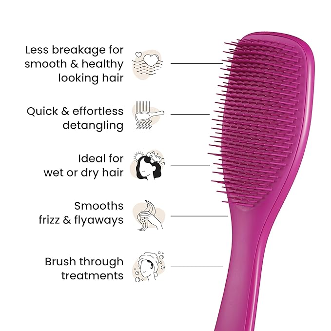 Tangle Teezer Ultimate Detangler Brush for Wet & Dry Hair, Eliminates Knots & Reduces Breakage for Straight to Wavy Hair Types, Electric Raspberry