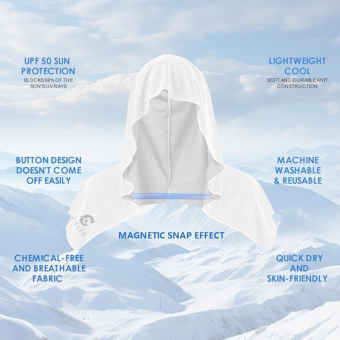 3 Pack Cooling Hoodie Towels for Neck and Face, UPF 50 Sun Protection & Instant - Image 2