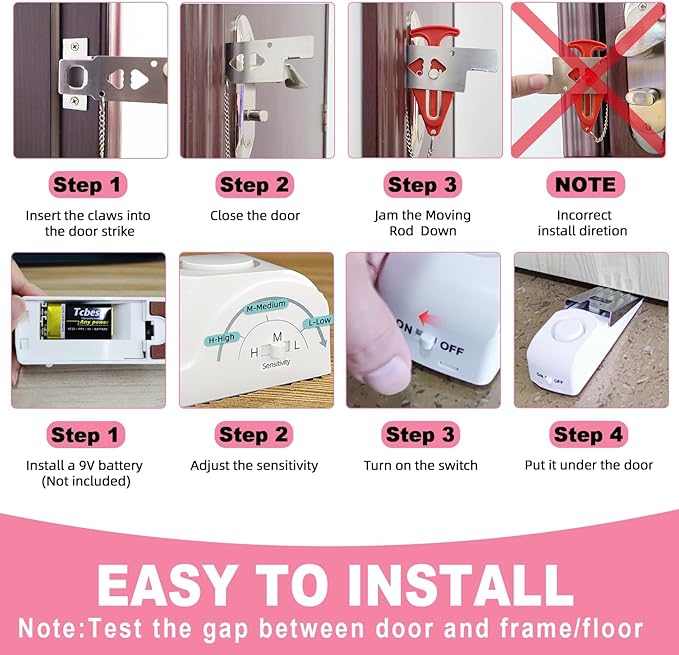 Portable Door Stop Alarm, No Installation Required, Provides Security - Image 5