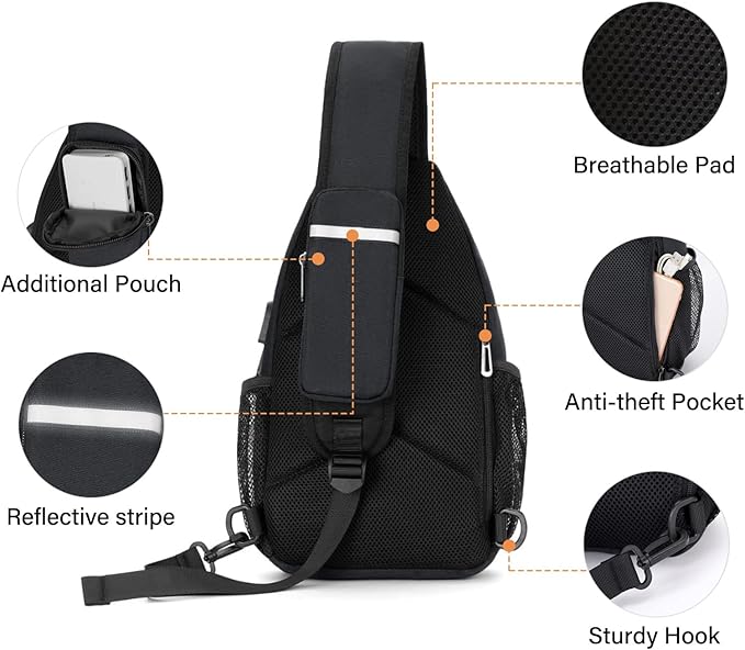 MOSISO Sling Backpack Bag, Crossbody Shoulder Bag Travel Hiking Daypack Chest - Image 4