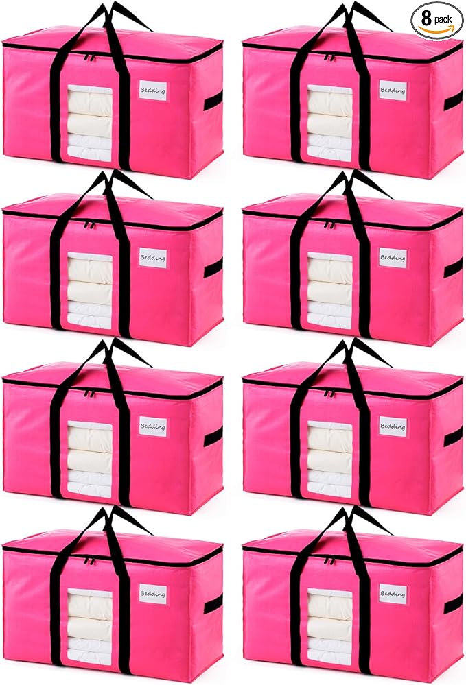 TAILI 8 Pack Pink Extra Large Moving Bags, Heavy Duty Totes by TAILI