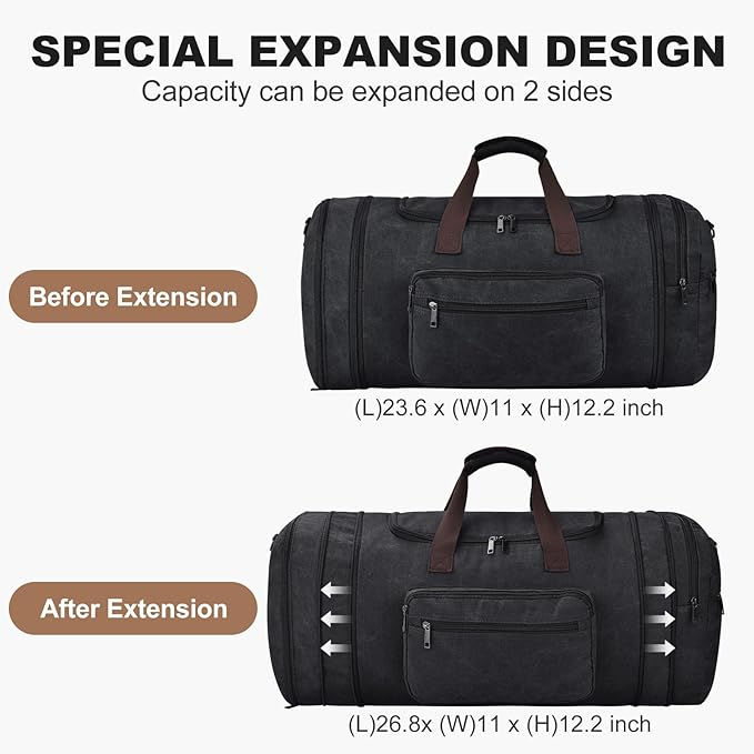 Felipe Varela 60L Duffle Bag for Men, Large Canvas Expandable Duffle Bag for - Image 2