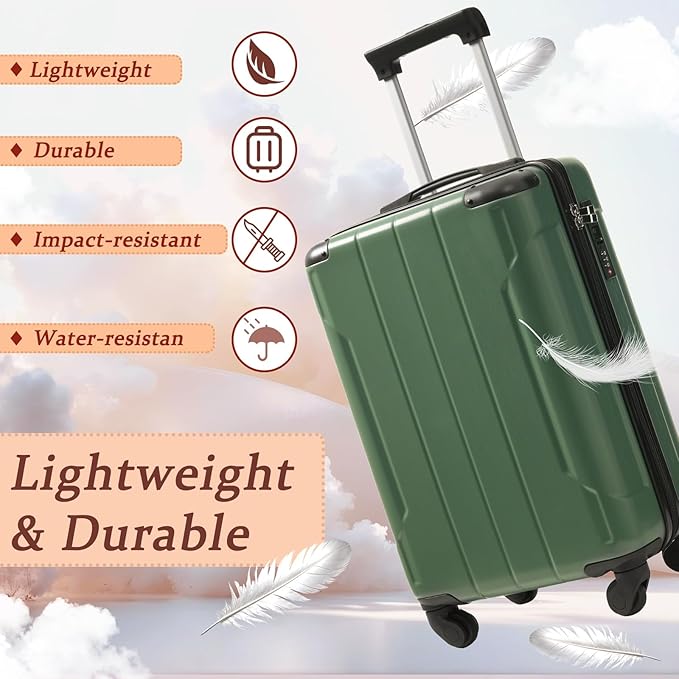 Merax Carry on Luggage Set, 20 Inch Hardshell ABS Suitcase - Image 3