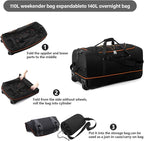 Rolling Duffle Bag with Wheels, 110L/140L Expandable Soft-Sided Foldable Duffle - Image 5