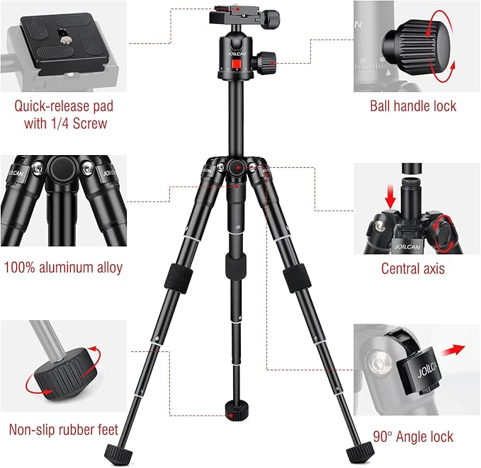 JOILCAN Mini Tripod for Camera, Portable Travel Tripods for DSLR Phone Projector - Image 7