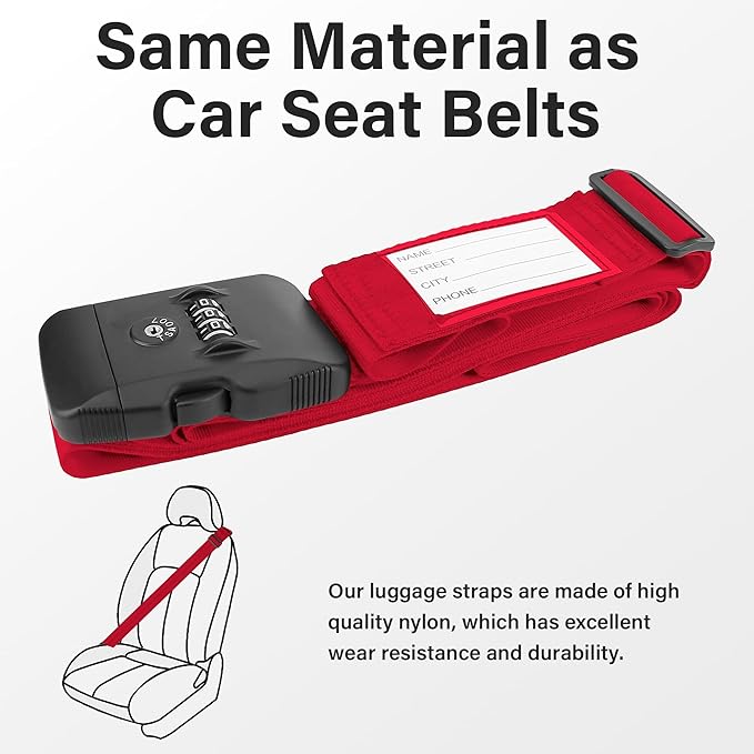 Luggage Straps, 2 Pack Adjustable Heavy Duty Cross Suitcase Straps - Image 4