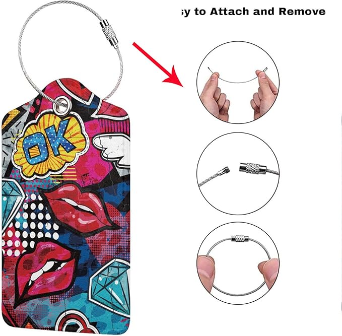 2 Pack Funny Luggage Tags with Red Lips Pattern - Image 3