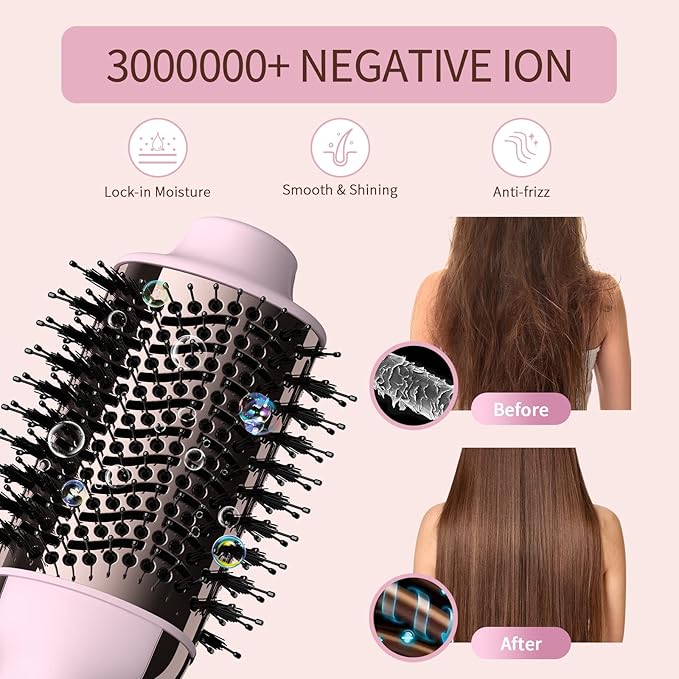 Hair Dryer Brush Blow Dryer Brush in One, Upgraded 4 in 1 Hair Dryer and Styler Volumizer with Negative Ion Anti-frizz Ceramic Titanium Barrel Hot Air Hair Straightener Brush