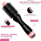 Milano Collection Hot Air Hair Brush Dryer, Quick & Easy Styling, Hair Volumizer for Human Hair Wigs & Natural Hair, Lightweight Round-Shaped Barrel Blow Dry Brush, Black