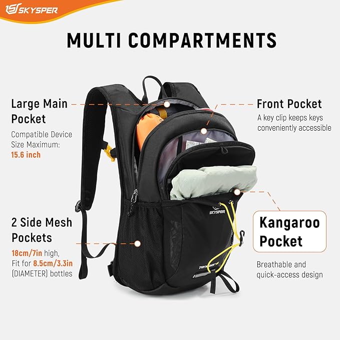 SKYSPER Hiking Backpack 15L Lightweight Walking Daypack - Image 4