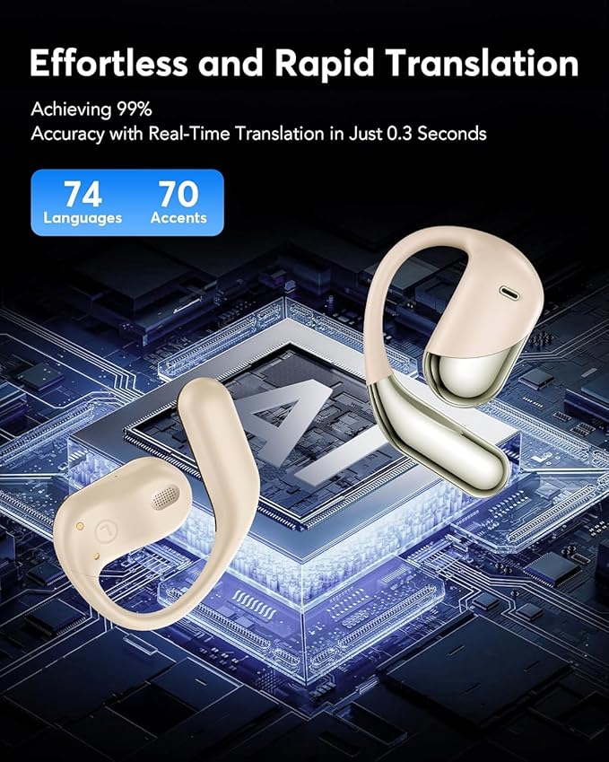 AI Translator Earbuds Real-Time 144 Languages & Accents, 3-in-1 Open Ear - Image 2