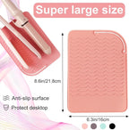 Flat Iron Heat Resistant Silicone Mat for Curling Iron, Hair Straightener Heat Pad, Curling Iron Sleeve, Travel Case Heat Resistant and Other Hair Styling Tools, for Counter, 9 x 6.5 in, Pink