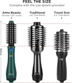 Aima Beauty Hair Dryer Brush, One Step Hair Dryer & Volumizing Hot Air Brush, 3 Heat/Speed Settings, Advanced Ionic Technology, Ceramic Coating, Nylon Pins & Tufted Bristles, Dark Green, 1000W, 125V