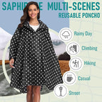 SaphiRose Unisex Rain Poncho Raincoat Hooded - Image 2