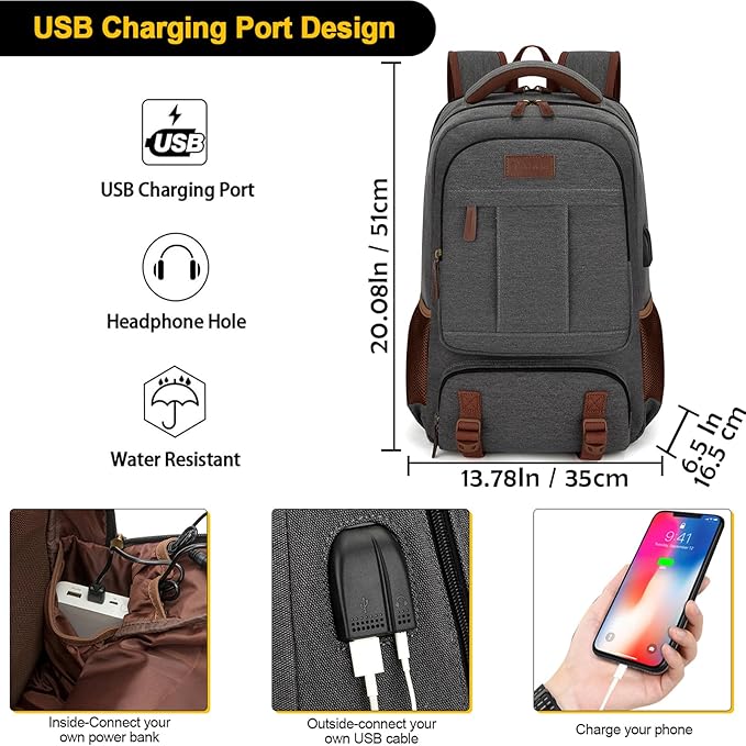 Tzowla Canvas Laptop Backpack, Bag - Image 3