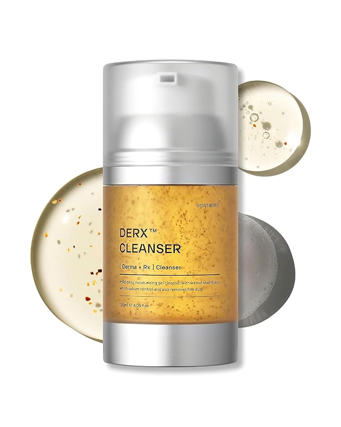 Oganacell DERX Cleanser - Walnut Cleanser for Clogged Pores, Gentle Daily Exfoliant for Smooth Skin, Korean Skin Care Face Wash, 4.05 fl oz