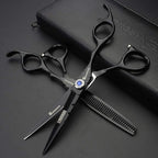 SHARONDS 6 Inch 440C High Hardness Stainless Steel Hair Scissors Hair Salon Hair Stylist Cutting Thinning Tool Barber Special (scissors set) (6 inch 2pc-A)