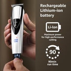 SHPAVVER Beard Trimmer for Men: Professional Barber Hair Clippers - 12-in-1 Cordless Grooming Kit - Waterproof Electric Razor with Turbo Speed & Precision Blades, Silver