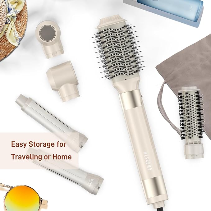 5 in 1 Hair Air Styler - Rotating Hair Dryer Brush 110000 RPM for Fast Drying & Hot-Air Automatic Wrap for Curling, Frizz-Free Blow Dryer Brush for Straightening Volumizing No Heat Damage
