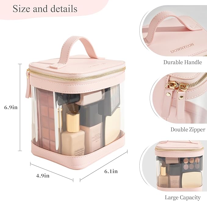 ROWNYEON Clear Makeup Case Toiletry Bag Multipurpose Travel Makeup Train Case - Image 6
