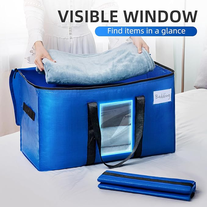 TAILI Extra Large Moving Bags, 12 Pack Blue Heavy Duty Totes - Image 3