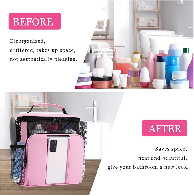 Mesh Shower Caddy, Portable HangingTravel Toiletry Bag Dorm Room Essentials - Image 4