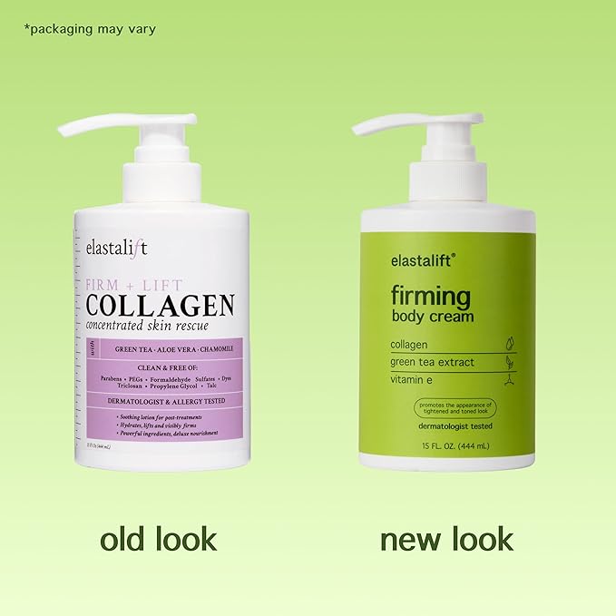Elastalift Collagen Cream Fragrance Free Body Lotion & Face Moisturizer For Women & Men | Collagen Lotion | Skin Tightening Cream | Skin Firming + Tightening Lotion | Crepey Skin Care Treatment, 2PC