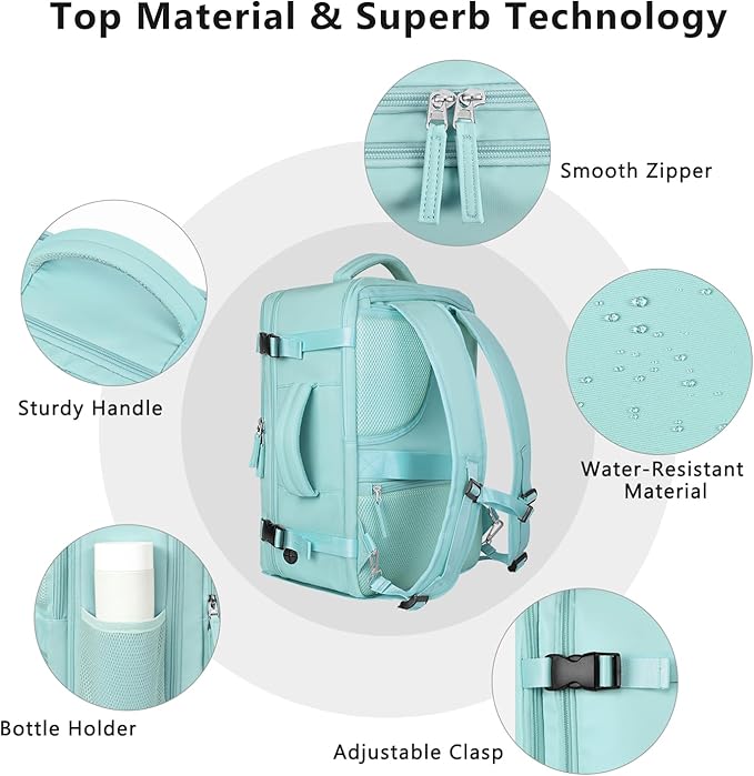 Travel Backpack for Women, Large Carry On Backpack for Travel, Waterproof - Image 3