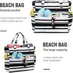 LEDAOU Large Beach Tote Bag Women Waterproof Sandproof Zipper Beach Tote Bag - Image 5