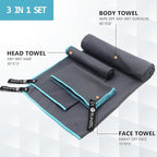Eunzel Quick Dry Camping Towel, Microfiber Travel Towel 3 Size at 1 Pack - Image 2