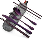 DEVICO Portable Utensils, Travel Camping Cutlery Set, 8-Piece including Knife by DEVICO