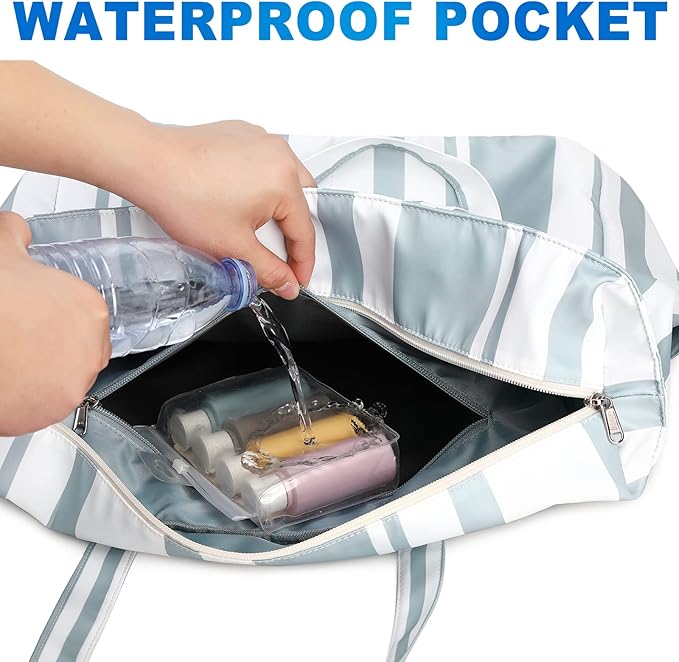 LEDAOU Beach Bag Waterproof Sandproof Women Tote Bag Pool Bag - Image 3