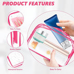AURUZA 6 Pack Clear Toiletry Bag, Portable Travel Makeup Bags - Image 3