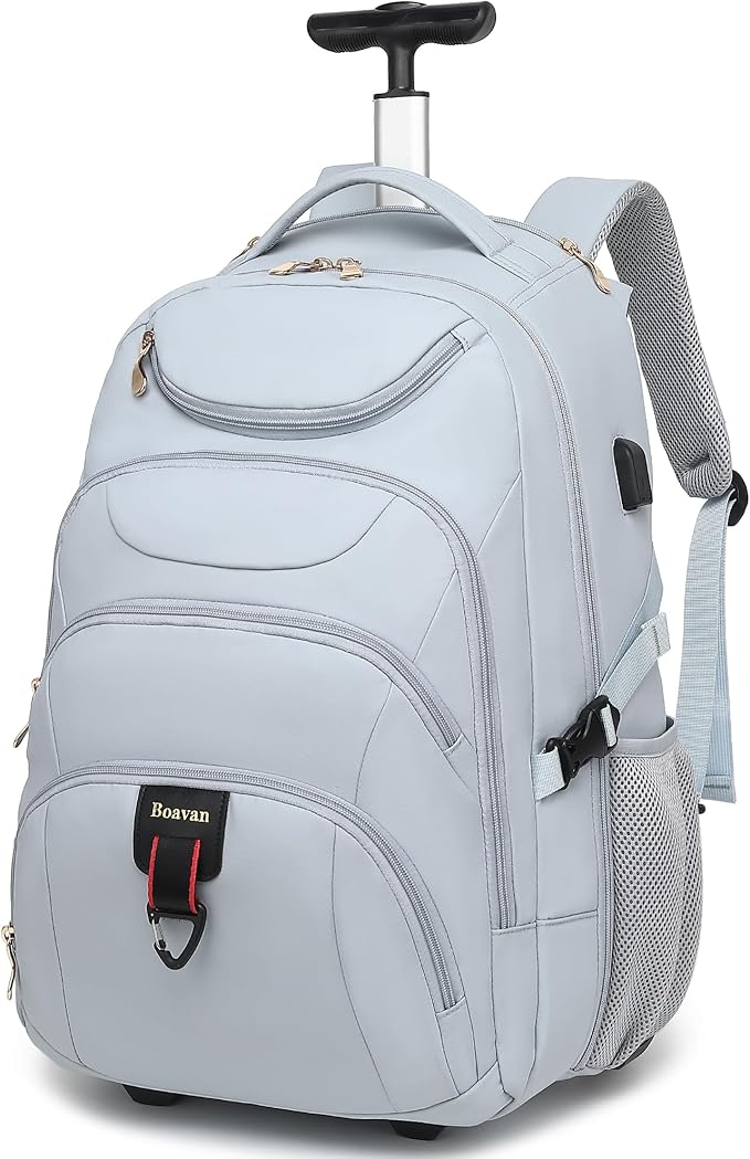 Boavan Rolling Backpack for Women, 17.3 Inch Wheeled Laptop Backpack, Large by Boavan