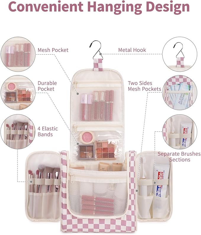 Narwey Checked Hanging Travel Toiletry Bag - Image 2