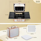 Makeup Train Case with Magnetic LED Mirror Makeup Organizer Box Travel Cosmetic - Image 6