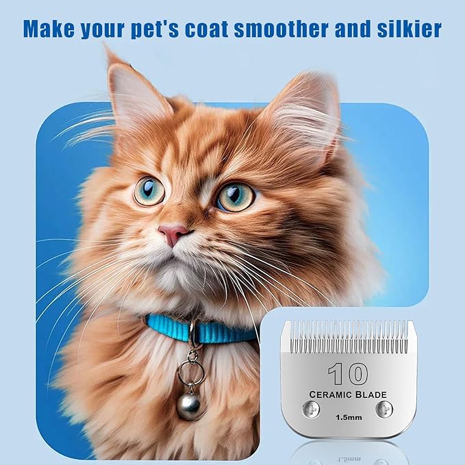 10Blades Dog Grooming Replacement Blades Compatible with Andis Pet Clipper/Oster A5/Wahl KM Series Dog Clipper,Ceramic Blade & Stainless Steel Blade (#10+30+40+5FC+7FC) 5Pack