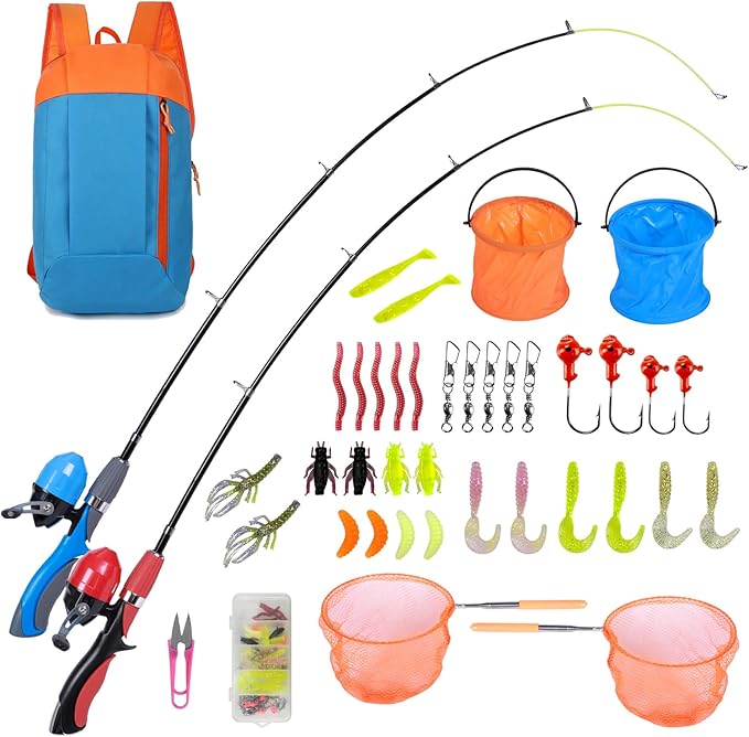 Urban Deco Kids Fishing Pole Kit 2 Pack, Portable Telescopic Kids Fishing Rod by UrbanDeco