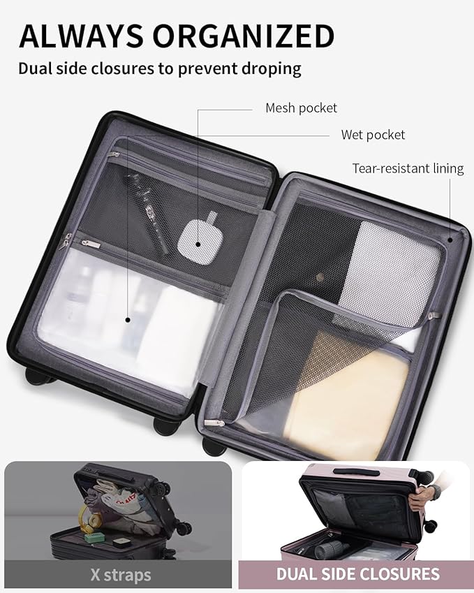 ECOHUB Hardside Expandable Carry On Luggage Sets, Recycled PC 20/24" Rolling - Image 6