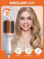 4-in-1 Hot Air Brush - Hair Dryer & Styler with 33000 RPM Motor, Gloss PRO Coating for Shine, 3 Heat Settings, Tangle-Free Ionic Bristles for Frizz-Free Blowouts (US Plug) (Standard)